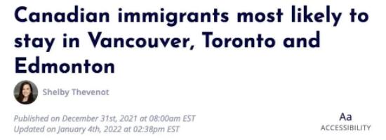 加拿大最能留住新移民的三大城市和省份汇总